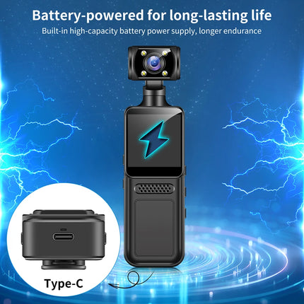 New Handheld 4k Hd 180 ° Rotating Mini Portable Camera Wearable Night Vision Sports Camera Outdoor Activity Recording