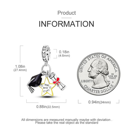 100% 925 Sterling Silver Graduation Season Series Owl Bachelor's Hat Charms Beads Fit 3mm 925 Original Bracelets DIY Jewelry