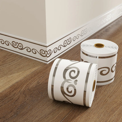 1Roll 10cmx5m Rolled Self-Stick Baseboard Trim-Anti-Collision Wall Waistband Sticker for Living Room Bedroom Home Decor ﻿