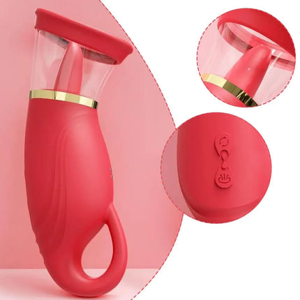 Red Vacuum Suction Tongue Licking Vibrating Egg Female Suction Device Suction And Vibration Device Female Massage Vibrating