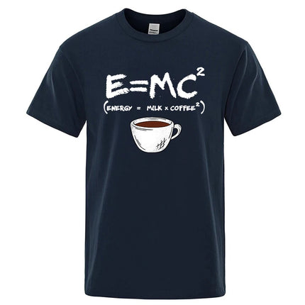 Summer Men's T-shirt 100% Cotton Casual Funny Energy=Milk+Coffee Print Men Cool Loose O-neck Tops For Men Short Sleeve Male Tees