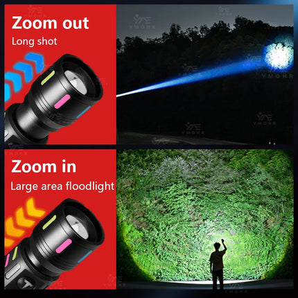 White Laser Flashlight Keychain High Power Rechargeable LED Flashlight Torch Tactical Portable Outdoor Camping Hiking Work Light