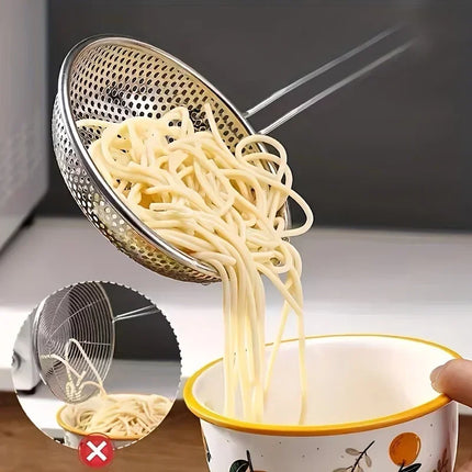 Wooden Handle Stainless Steel Small Colander Fine Mesh Oil Strainer Multi-function Filter Mesh Flour Sifter Kitchen Baking Tools