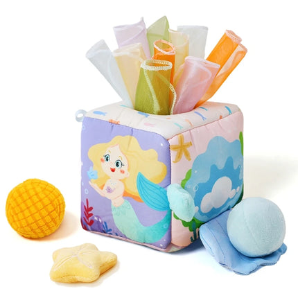Baby Montessori Rattle Toy Cotton Animal Tissue Box Kid Finger Exercise Cloth Busy Box Toy Baby Educational Activity Sensory Toy