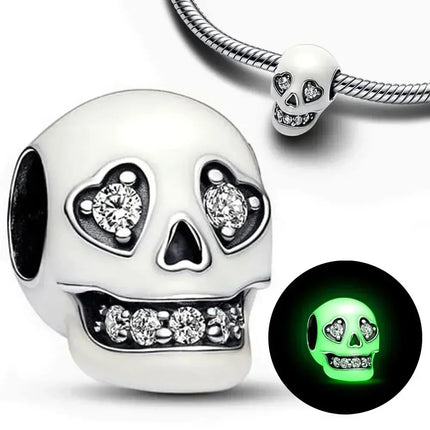 Flower Moon Blossom Pendant Charms 925 Sterling Silver Glow Ghost Skull Beads Starfish DIY Bracelet Necklace Fine Jewelry Gift