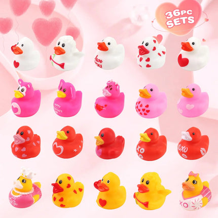 12-60pcs Valentines Day Rubber Ducks,Funny Jeeps Ducks for Ducking,Bulk Mini Small Rubber Duckies,Pool Bathtub Toys Party Favors