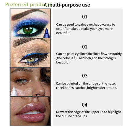 1Pc 14 Colors Eyeshadow Pen Multifunctional Highlighter Pearl Glitter Eyeliner Gel Eye Makeup Pen Monochrome Highlighter