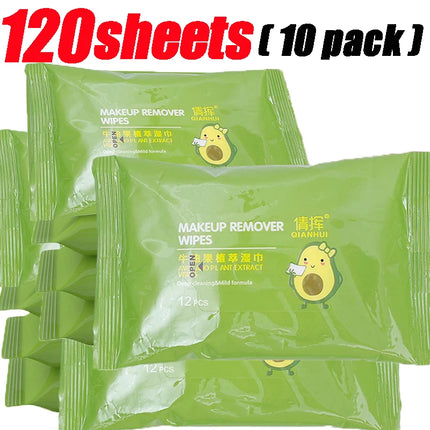 10/400 Sheets Avocado Plant Extract Makeup Remover Wipes Gentle Cleansing Spunlace Non-woven Fabric Daily Makeup Removal Wipes