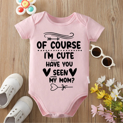 I Know I'm Very Cute Exquisite Print Pure Cotton Cloths Comfortable Onesie Bodysuit for Baby Jumpsuit for 0 To 12 Months Newborn