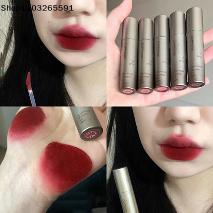 Cappuvini Mini Silver Tube Matte Velvet Lip Gloss – Waterproof, Non-Stick, Smudge-Proof, Long-Lasting Liquid Lipstick