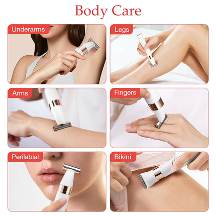 ANLAN Electric Body Hair Trimmer for Women Double Head Safety Blade Wet Dry Shaver for Underarms Legs Arms Fingers Lips Bikini