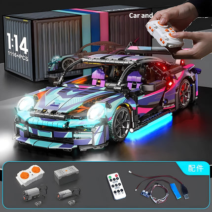 1:14 Building Blocks Sports Car RC Toy Car Building Blocks Toy Birthday Gift MOC Sports Car Model