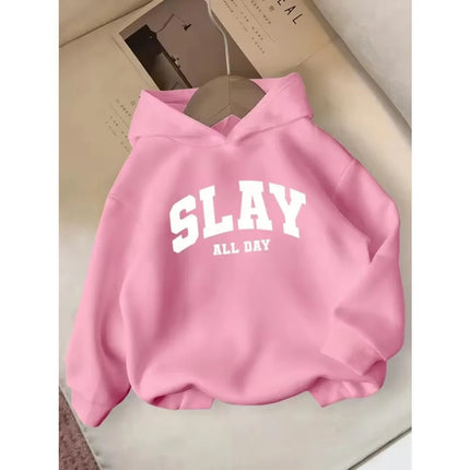Autumn Alphabet Lettering Print Children's Hoodies Fashion Casual Kids Long Sleeve Pullover Winter Boys Girls Hooded Sweatshirt