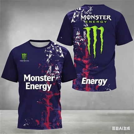 Men's summer short-sleeved sports T-shirt with 3D print of Monster Energy, quick-drying and moisture-absorbing cycling sportswear