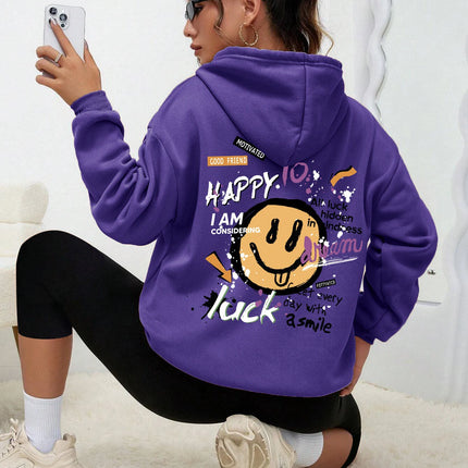 Interesting Graffiti Printing Women Hoodie Fashion Street Hoody Casual Versatile Sweatshirt Autumn Fleece S-Xxl Female Clothing