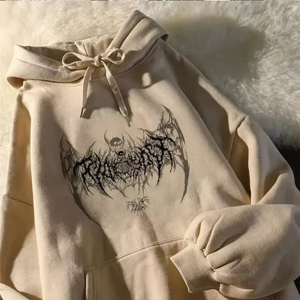 Women's Hoodie Long Sleeve Skull Graphic Print Gothic Tops Female Hoodie for Cool Girls Fashion Punk Style Black Graphic Y2K Top