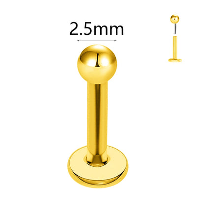 ASTM F136 G23 Titanium The ball Tragus Earring Threadless Piercing Heart Cubic zirconia Pin Daith Conch Push in Labret Stud