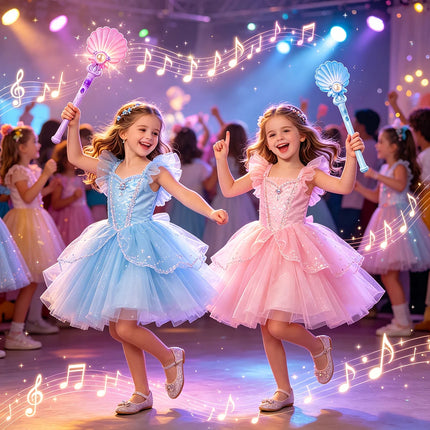 Children's Glowing Musical Shell Magic Wand, Dreamy Fairy Princess Flashing Magic Wand, Magic Props for Girls' Role-Playing Party Costumes, Stage Performance Interactive Light-Up Wand, Perfect Children's Gift, Children's Nove