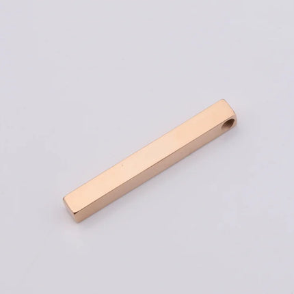 10Pcs/Lot Stainless Steel 3D Gold Color Stamping Bar Blank 5x40mm Long Square Pendant Charms for DIY Jewelry Making