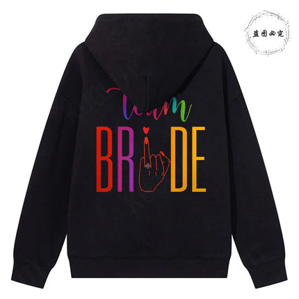 French Girls Hoodies: Future Bride & Team Bride Printed Pullover, Long Sleeve Sweatshirts for Bachelorette Party Single Farewell