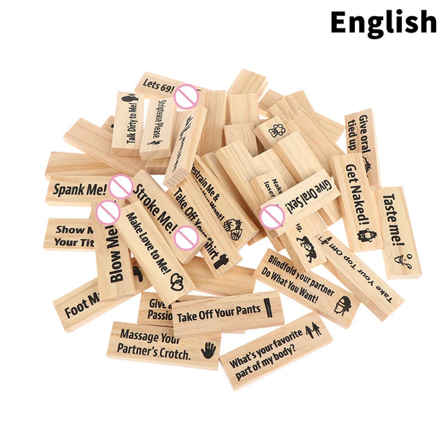 48Pcs Dating Building Blocks For Date Nights, Valentine's Day, And Adult Party Games. Deluxe Naughty Wooden Couple Toys Tower Game.