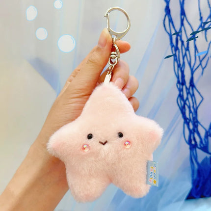 Soft Ocean Animal Keychain Small Turtle Kawaii Fluffy Whale Keyring Simulation PP Cotton Press Sound Pendant Home Decor