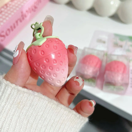 1pc Strawberry Keychain Warming Lip Balm Long Lasting Natural Pink Lipstick Tint Color Changing Lipstick Fruity Lips Care Makeup