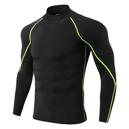 Men's Workout Compression Shirt Turtleneck Long Sleeve Rash Guard Gym Base Layer Athletic Undershirt Gear Sports Shirt
