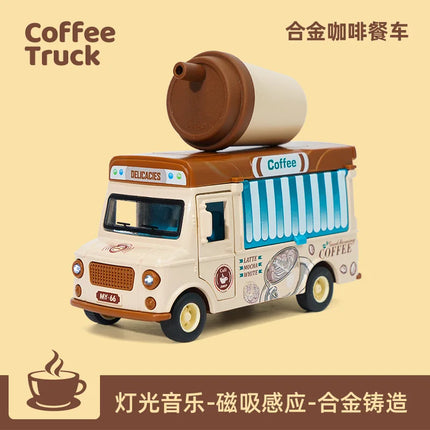 1:36 Q-version Pull Back Fast Food Car Alloy Car Model Burger Magnetic Induction Novelty Sound and Light Toy Children's Gift