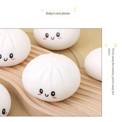 Giant Dumpling Squeeze Toy for Anxiety Relief Soft Steamed Stuffed Bun Simulation Food Fidget Decompression Dough Toy