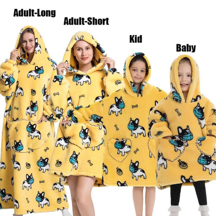 Plush Fleece Family Matching Hoodie Girl Sweatshirt Homewear Men Women Children Thick Pullover Oversize Winter Sherpa Blanket