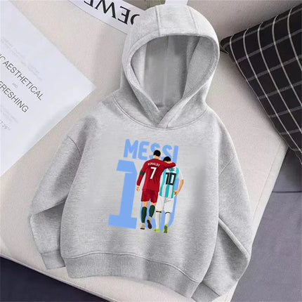 Autumn Soccer Star Messi Cartoon Printed Children's Hoodie Long-sleeved Sweatshirt Casual Top for Boys and Girls Kid Pullover