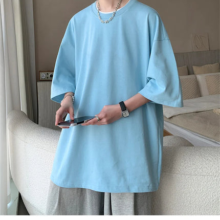 Men's Cotton T-shirts White Men's Oversized T-Shirt Solid Summer Casual Wear Tee Shirts Fashion for Men 5XL Male Clothes