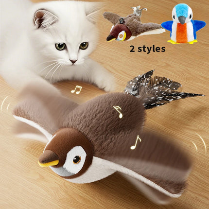 Touch Activated Toy Pet Hot Simulated Vocalize Plush Bird Cat Toy Interactive Dog Rechargeable Chirping Flapping Bird (no Flying)