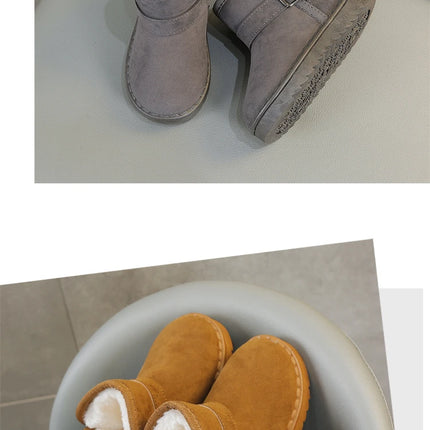 Boys Thermal Boots Kids Versatile Casual Buckle Non-slip Children Fashion Simple Non-slip Girls Snow Boots Cotton Winter Autumn