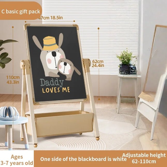 Children's magnetic dust-free drawing board, household small blackboard with stand, erasable doodle whiteboard for babies
