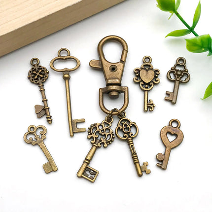 20/100pcs Mini Key Series (Includes Antique Gold/Bronze/KC Gold/Bright Silver Finishes) - Ideal for Handmade Jewelry Crafting"