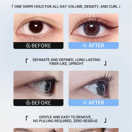 MACKANDY 4D Curling Thickening Black Mascara Waterproof Sweatproof Defined Lashes & All-Day Hold for Eyelash Extensions & Makeup