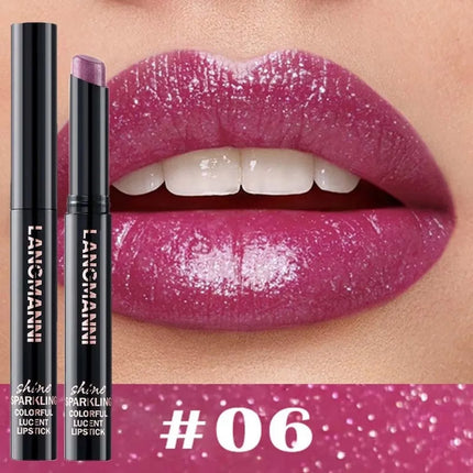 Diamond Pearlescent Lipstick Waterproof Long Lasting Non-stick Cup Matte Velvet Shiny Lipsticks Red Sexy Lips Makeup Cosmetics