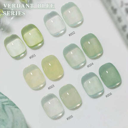 MN 12ML 1-12PCS Chinese Style Turquoise Gel Nail Polish 2026 New Ice Transparent Green Jelly Gel Polish Yellow Green Nails