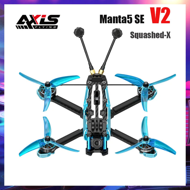 Axisflying Manta 5 SE V2 FPV Drone Kit Squashed-X Frame AE227-1960KV Motor Cinematic Freestyle Drone with GPS -6S