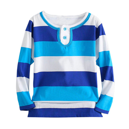 Children Long Sleeved Polos Shirts Boys Round Collar Shirt Autumn Cotton Long Sleeve Striped T-Shirt Polos Shirts For Boys