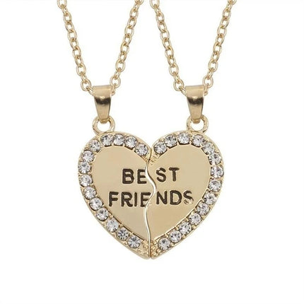 Romantic Best Friends Honey Love Couple Pendant Necklace 2 Pcs/Set Rainbow Broken Heart BFF Good Friends Friendship Jewelry Gift