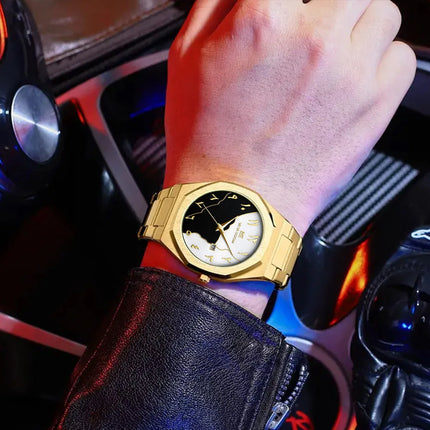 Top Brand Men Watch Marble Dial 42mm Arabic Scale Clock Silver Stainless Steel Quartz Movement Sports Business Wristatch for Men