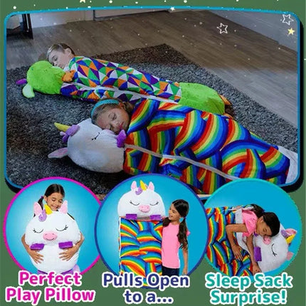 Children's Cartoon Sleeping Bag Kids Animal Soft Lazy Sleepsacks Baby Plush Doll Pillow Sleep Sack for Boys Girls Birthday Gift