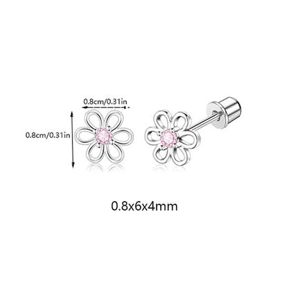 Hypoallergenic Spiral Earrings for Ladies Surgery Steel Cute Heart CZ Flowers Pearl Ball Small Stud Earrings for Girls