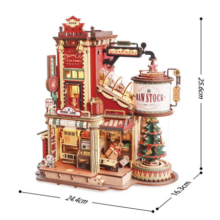 Robotime Wooden Music Box Christmas Dream Gift Factory 3D Wooden Puzzles Wooden Model Kits Build Best Gifts for Adults