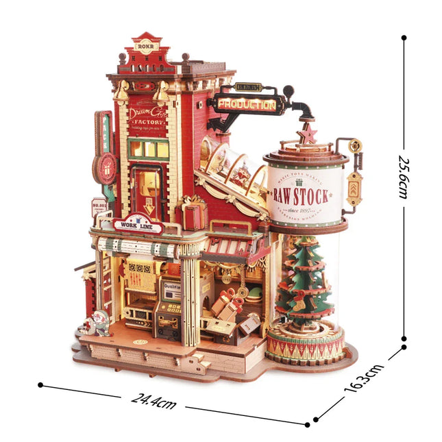 Robotime Wooden Music Box Christmas Dream Gift Factory 3D Wooden Puzzles Wooden Model Kits Build Best Gifts for Adults