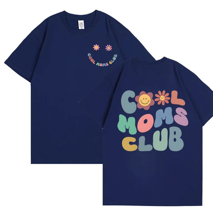 Cool Moms Club T Shirt for Women Summer Short Sleeve Tees Fashion Print Graphic Y2k Tops Mama Birthday Clothing Gift Outfit
