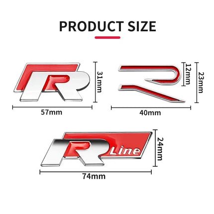 3D Metal R Logo Sticker Car Rear Trunk Body Emblem Sticker For VW Golf 5 6 7 MK7 MK6 Polo Jetta Scirocco Beetle Passat Tiguan